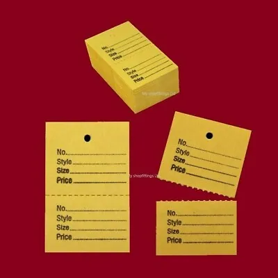 £2.49 • Buy New Yellow Garment Clothing Tickets Perforated Clothes Price Stock Tags Tagging 