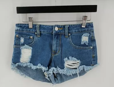 PS Erin Wasson Women's Boho Distressed Cut-off Denim Shorts Size 25 • $14.99