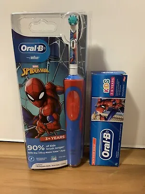 Oral B Spider-man Kid Young Children Electric Toothbrush & Fruity Toothpaste Set • $35