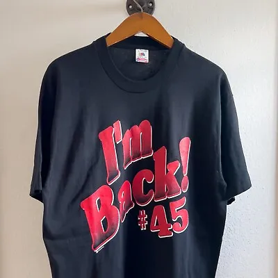 VTG Michael Jordan Shirt Mens Large Black Short Sleeve IM BACK 45 Single Stitch • $24