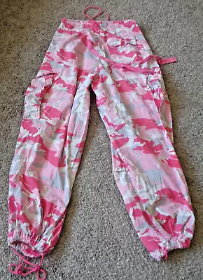 UFO Camouflage Parachute Cargo Pants - XS - 90s Camo Raver Hip Hop VINTAGE • $20