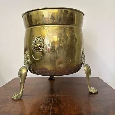 Large Antique Brass Lion Handles Footed Planter Plant Pot British Hand Made • $136.07