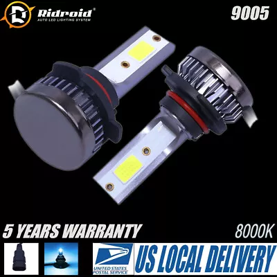 Pair 9005 LED Headlights Kit Combo Bulbs 8000K Blue High Low Beam -Super Bright • $17.99