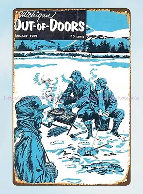 Michigan Out Of Doors 1952 Hunters Camping Metal Tin Sign Reproductions • $17.99
