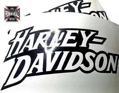 2x 140mm Wide PREMIUM Harley Davidson BLACK Die Cut Tank Vinyl Decals F100 Chev • $58