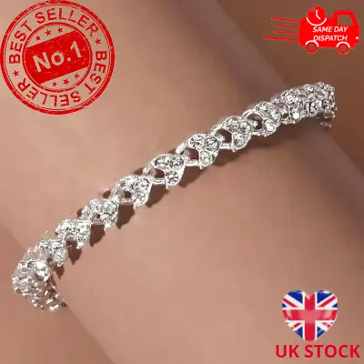 £4.09 • Buy Birthday Easter Gift Womens Swarovski Element Crystal Bracelet Silver Plated 925
