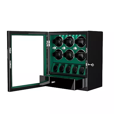 Compact Automatic 6 Watch Winder With 5 Watches Display Storage Box LED Light • $329.99