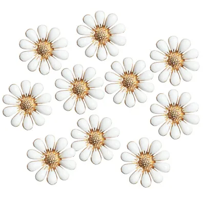 10pcs Daisy Flower Alloy Flatback Button Beads For Jewelry Making 18mm White • £7.82