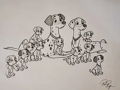 Disney 101 Dalmatians Drawing/sketch Animation Signed Hand Made/drawn Art • $50