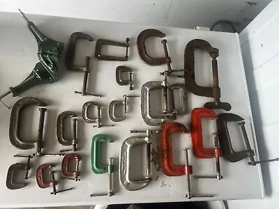 C Clamp Lot 20 Total 1  2  3  4  Tools Mostly USA Made Vintage • $30