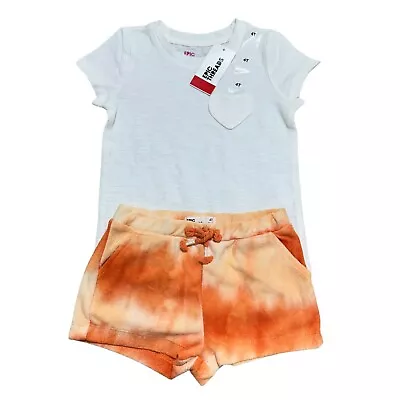 Epic Threads NWT Toddler Girls Size 4T ~ White T-Shirt Orange Terry Short Set • $14.99