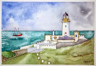 An Original Watercolour Painting Of Douglas Head Lighthouse Isle Of Man. • £10