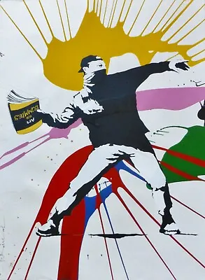 MR BRAINWASH  Banksy Thrower  Unique Mixed Media Original HAND SIGNED 1/1 COA • $9500