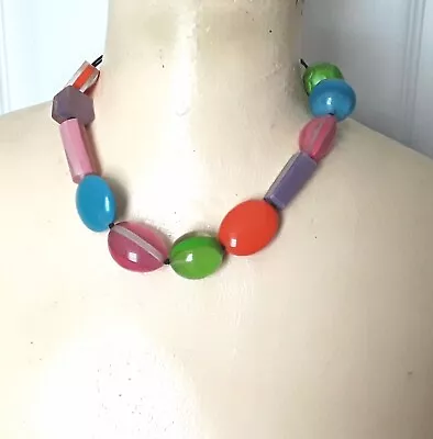 Multicolour Layered Effect Acrylic Bead Necklace   45cm F394 • £10