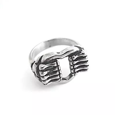 Stainless Steel Skeleton Hands Ring 〰️ • $19.95