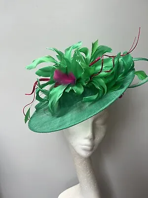Emerald Green And Magenta Pink Fascinator  • £50