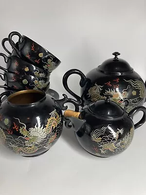 Vintage Foochow China Dragon Shin Shao Tea Set Lacquer Gorgeous • $200