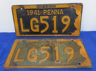 1941 Pennsylvania Passenger License Plates Lg519 Pa 41 Ready To Be Restored • $35
