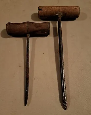 Vintage Wooden T Handle Auger Bits Borning Tools X Two. • £3.99