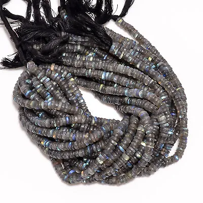 Natural Labradorite Gemstone Rondelle Shape Smooth Beads 5X5X3mm Strand 8  AB337 • $7.92