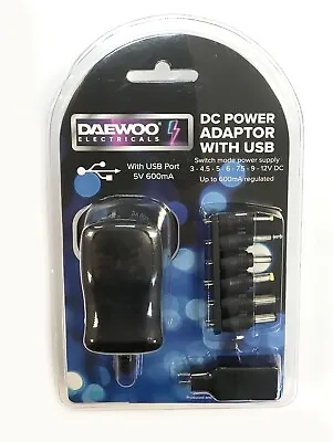 Power Supply 600mAh AC-DC Transformer Adapter With Multi Voltage Plugs 3V-12V UK • £8.99