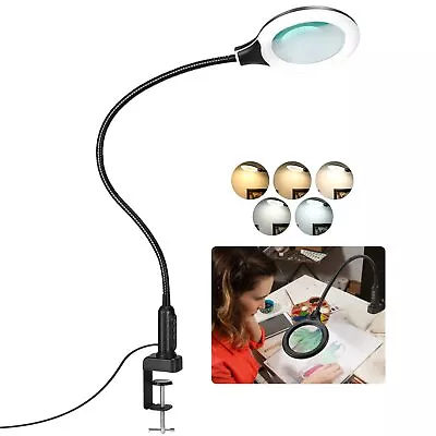 26  Gooseneck Magnifying Lamp With Clamp 5 Color Modes Stepless Dimmable LED ... • $44.74