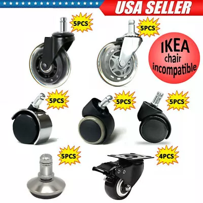 5PCS Heavy Duty Office Chair Wheels Replacement 1/2/3 Inch Swivel Fixed Castor • $11.15