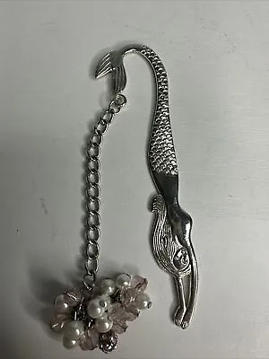 Silvertoned Mermaid Bookmark With White And Pink  • $8