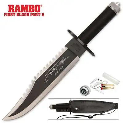 Rambo First Blood Part 2 Survival Hunting Knife Leather Sheath  • $87.50