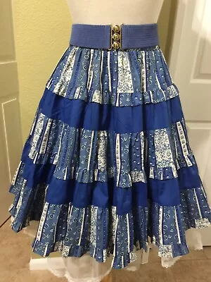 $19.99 • Buy SQUARE UP FASHIONS Square Dance Skirt Elastic Waist Cotton Size P Floral Vintage