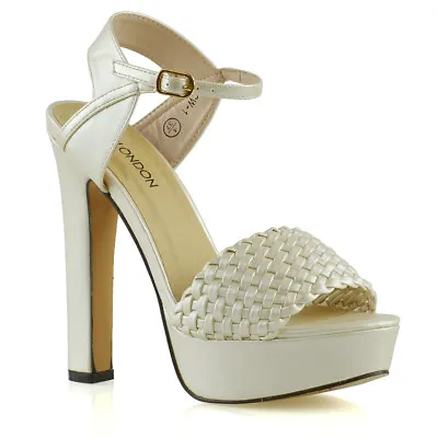 Womens Platform High Heel Block Ankle Strap Sandals Ladies Party Evening Shoes  • £14.99