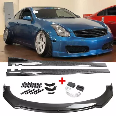 Carbon Fiber Front Bumper Lip Spoiler Body Kit&Side Skirt For Infiniti G35 Coupe • $159.99