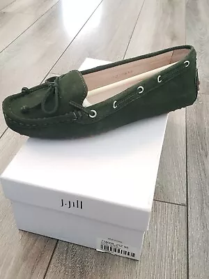 J. Jill Dark Caper Green Suede Leather Moccasin Driving Loafer 12-0818 SZ 9.5 • $44.99