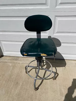 Vintage Mid Century InterRoyal Industrial Metal Drafting Stool Chair Shop Rolls • $120