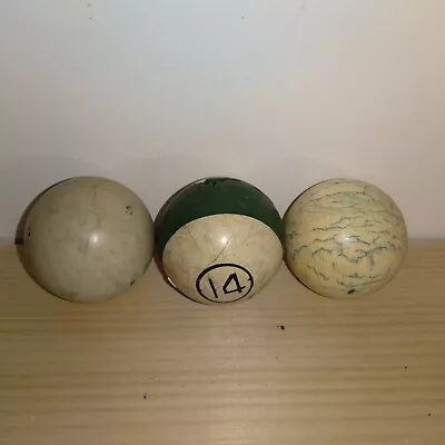 Antique Pool Ball Lot Of 3 Billiard Balls 7 Inch Diameter Vintage • $24.50