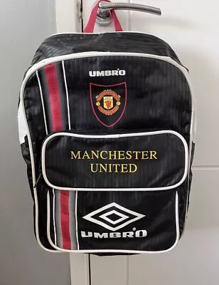 Rare Vintage Umbro Black Man Utd Manchester United Backpack Rucksack Bag MUFC • £39.99