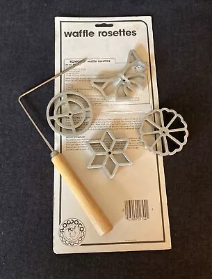 Vintage ROWOCO Waffle Rosette Iron 4 Molds Original Recipe Card 1980's • $19.49