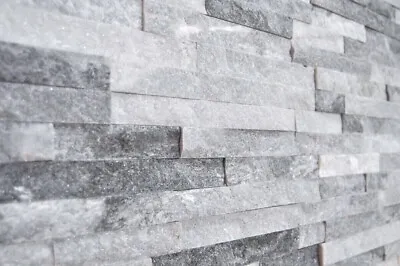 £1.49 • Buy Sample Of Ice Grey & White Quartz 3D Split Face Wall Cladding Tiles - Sparkly