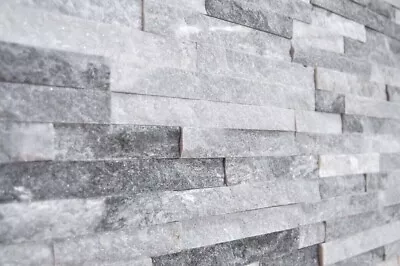 Sample Of Ice Grey & White Quartz 3D Split Face Wall Cladding Tiles - Sparkly • £1.99