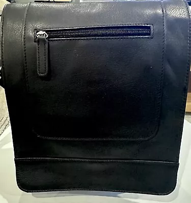 COLORADO Black Leather Cross Body Messenger Bag Satchel Padded Laptop Adjustable • $59.99
