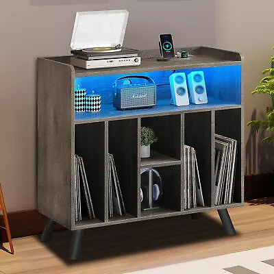 LED Vinyl Turntable Record Player Stand With Power Station Storage Cabinet • $103