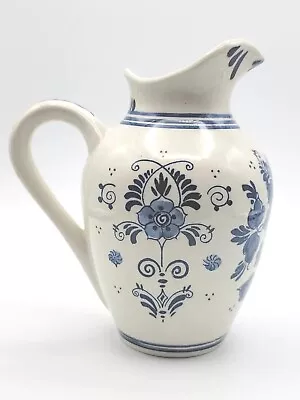 Delft Blue Holland Bols Ceramic Hand Painted Floral 6  Jug 20oz Pitcher  • $22.90