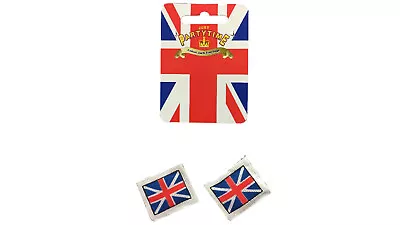Women Union Jack British Flag Earrings Ladies Clip On Fancy Dress Accessory • £3.09