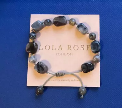 Lola Rose Grey With Black Flecks Rectangle & Round Semi Precious Stone Beads • £17.95