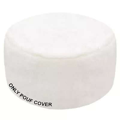 Unstuffed Pouf Cover Faux Fur Foot Stool 20x12 Inches Storage Solution Flo... • $36.33