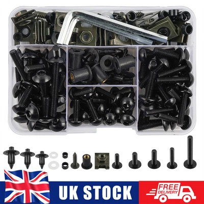 £22.99 • Buy 190x Motorcycle Panels Fairing Bolts Clips Kit For Honda Suzuki Kawasaki Yamaha