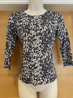 Papaya Matalan Leopard Thin Lightweight Silver Button Cardigan 10 38in Chest • £2.65