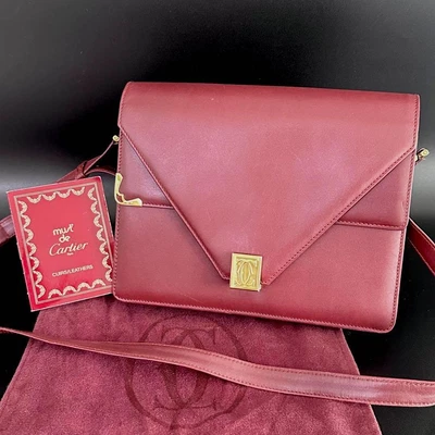 $227.60 • Buy Cartier Shoulder Bag Leather Gold Metal Fittings