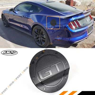 For 15-23 Ford Mustang 3D GT Carbon Fiber Texture Add-on Gas Fuel Door Cover Cap • $21.99