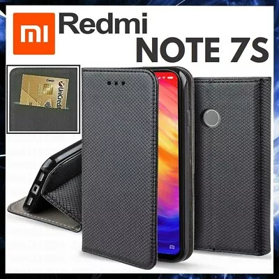 For XIAOMI REDMI NOTE 7S FLIP CASE BOOK LUXURY BLACK COVER LEATHER WALLET STAND • $12.39